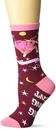 K. Bell Women's Horiscope Sign Novelty Crew Socks, Red (Taurus), Shoe Size: 4-10