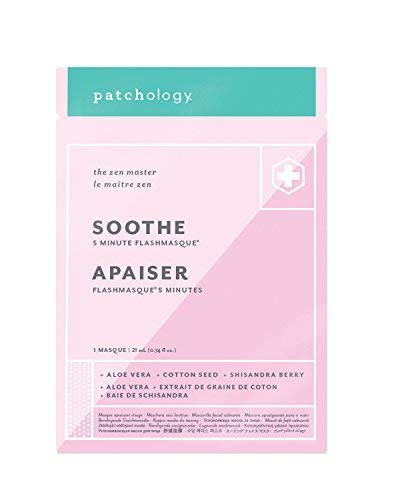 Facial Mask with Aloe Vera to reduce puffiness in 5 minutes, Patchology Sheet Mask Soothe FlashMasque, 1 Count