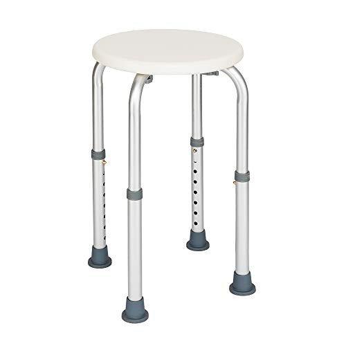 SSLine Aluminum 8 Levels Round Chair Shower Chair with Armrest and Back Adjustable Height Medical Bath Tool Anti Skid and No Slip Bathtub Seat for Woundedr?Disabled? Pregnant?Seniors ?Elderly