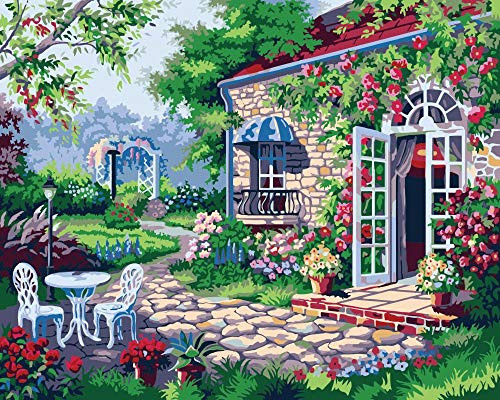 DIY Paint by Numbers for Adults DIY Oil Painting Kit for Kids Beginner Canvas Oil Painting Kit for Adults-Courtyard seat-Frameless DIY Paint by Numbers for Adults DIY Oil Painting Kit for Kids Beginner Canvas Oil Painting Kit for Adults-Courtyard seat-Frameless