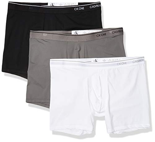 Calvin Klein Men's Underwear CK One Micro Boxer Briefs, White/Black/Grey Sky, XL