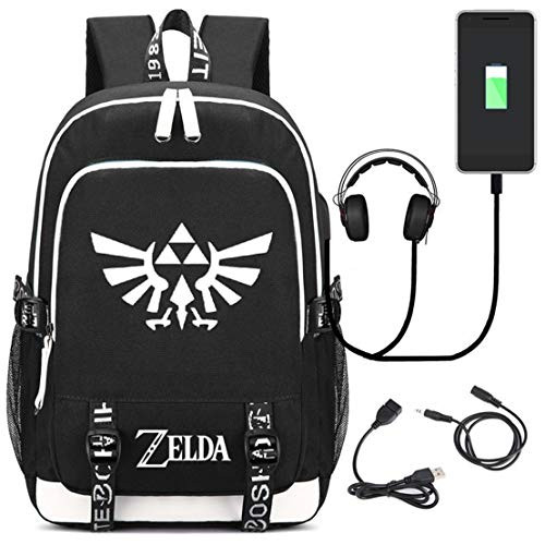 YOYOSHome Luminous Anime The Legend of Zelda Cosplay Bookbag Daypack Laptop Bag Backpack School Bag with USB Charging Port