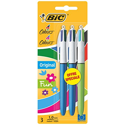 BIC Medium Retractable Ballpoint Pen Assorted Colours Pack of 3