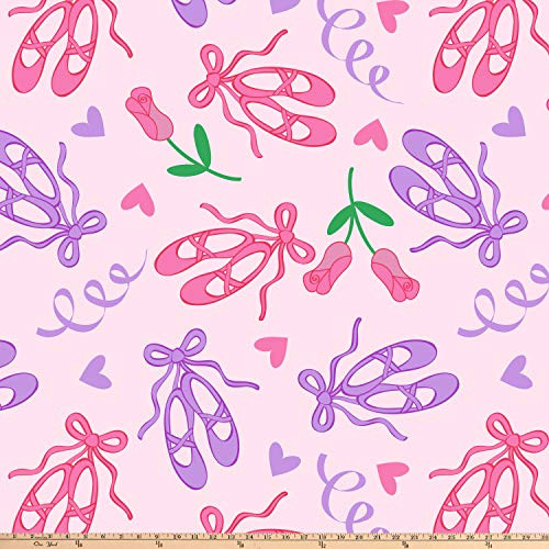 David Textiles Ballerina Dream Double Brushed Fleece Fabric, Pink, Fabric By The Yard