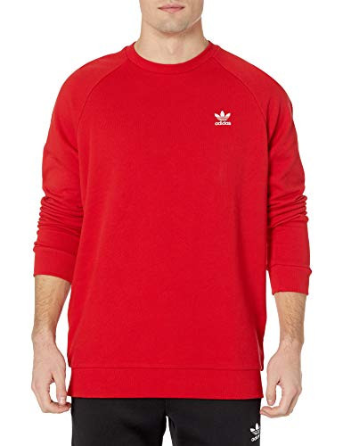 adidas Originals,mens,Essentials Crew,Scarlet/White,Medium
