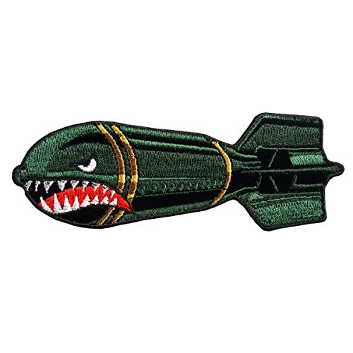 Hot Leathers, DROP BOMBS, High Quality Iron-On / Saw-On, Heat Sealed Backing Rayon PATCH - 4" x 2"