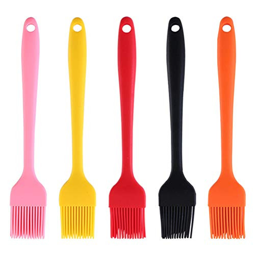 Basting Brush Silicone Heat Resistant Pastry Brushes Spread Oil Butter Sauce Marinades for BBQ Grill Barbecue Baking Kitchen Cooking, Baste Pastries Cakes Meat Desserts(Yellow)(Black)