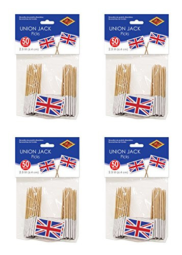Beistle 200 Piece Union Jack Food Picks, 2.5 inch, Red/White/Blue
