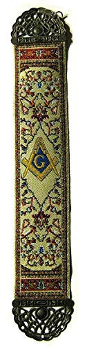 Square  and  Compass Beige Tapestry Masonic Bookmark -  9'' x 2''