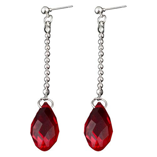 Pkiooi Anime Hunter × Hunter Cosplay Kurapika Earrings Ear Clips Red Gem Cosplay Prop( Earrings)