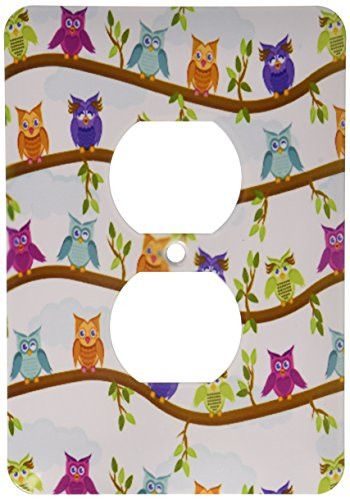 3dRose lsp_201639_6 Funny Owls 2 Plug Outlet Cover