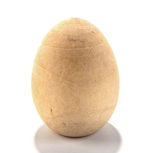 Asodomo 10pcs Easter Wooden Egg, 2 Inch Wooden Pullet Eggs, Easter Egg Hunt and Decorations, Unpainted Flat Bottom Wood Eggs for Easter, Display, Ready to Paint