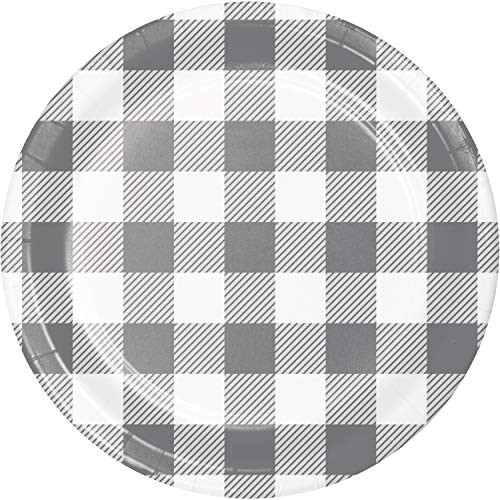 Creative Converting Gray and White Buffalo Check Dessert Plates, 8 ct, inch7 inch inch inch