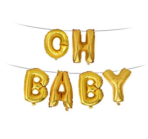 OH BABY 16 Inch Gold Helium Balloons Decorations,Foil Balloon, Baby Shower Balloon,Party Balloon,Party Decoration,Party Supplies(OHBABYgold)