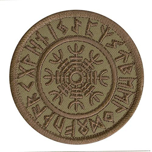 LEGEEON Tan Coyote Aegishjalmur Helm of Awe Viking Norse Runic Heathen Magical Stave Morale Tactical Fastener Patch LEGEEON Tan Coyote Aegishjalmur Helm of Awe Viking Norse Runic Heathen Magical Stave Morale Tactical Fastener Patch