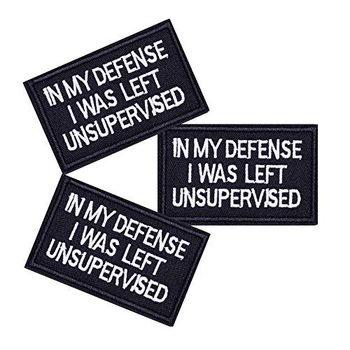 U-Sky Iron on Patches Pack 3pcs Iron-on Letter Patches for Clothing Backpacks Bookbags Jeans Jackets (in My Defense I was Left Unsupervised) U-Sky Iron on Patches Pack 3pcs Iron-on Letter Patches for Clothing Backpacks Bookbags Jeans Jackets (in My Defense I was Left Unsupervised)
