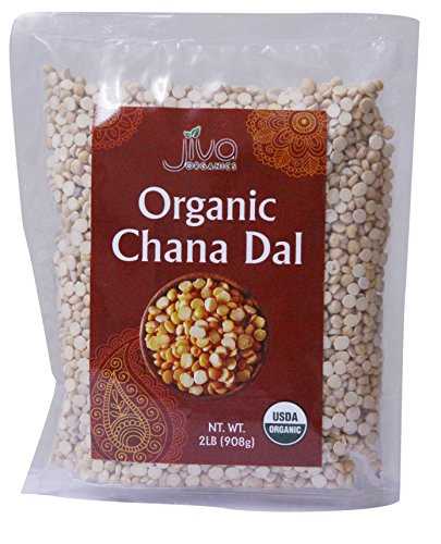 Jiva Organics Organic Chana Dal 2 Pound Bag - Split Desi Indian Chickpeas