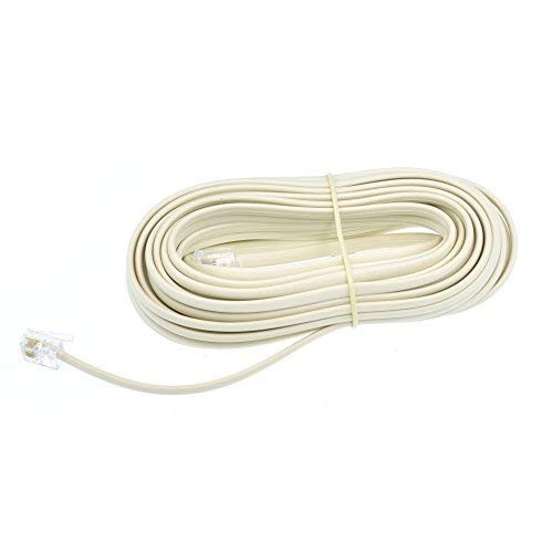 RJ11 6P4C Modular Telephone Extension Cable Phone Cord Line Wire (25 Feet, Beige)
