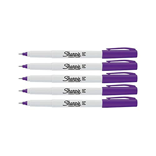 Sharpie ultra fine point permanent markers purple color / 5 Pcs. of Set