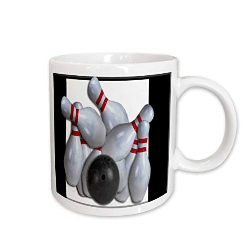 3dRose Bowling Ball and Pins Ceramic Mug, 11-Ounce