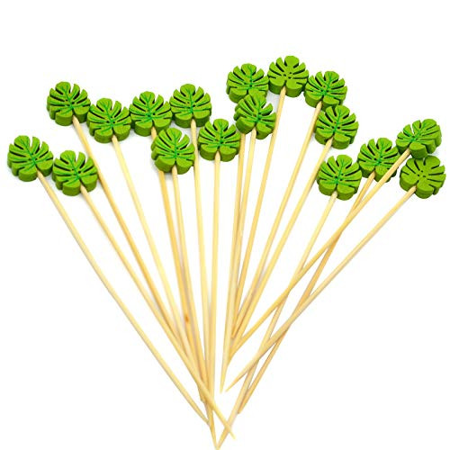 Anchengcraft 100PCS Bamboo Cocktail Toothpicks Decorative Fruit Skewers Appetizer Toothpicks Wooden Party Picks for Appetizer, Drink, Sandwich and Cupcake (03)