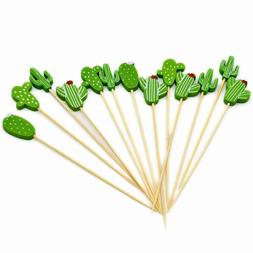 Anchengcraft 100PCS Bamboo Cocktail Toothpicks Decorative Fruit Skewers Appetizer Toothpicks Wooden Party Picks for Appetizer, Drink, Sandwich and Cupcake (18)