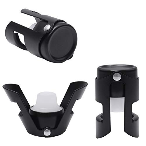 SUMAJU 3 Pcs Champagne Stopper, Black Bottle Sealer Stopper Leak-proof Sparkling Wine Bottle Plug Sealer for Champagne, Cava, Prosecco and Sparkling Wine