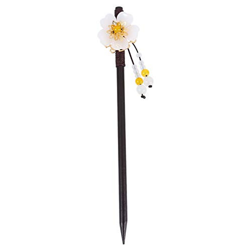 SOLUSTRE Chinese Wood Hair Fork Exquisite Hair Stick Glass Beads Glazed Flower Hair Chopsticks Vintage Tassel Hairpin Hair Styling Hair Making Accessories for Women