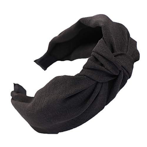 Sayhi Wide-Brimmed Bow knotted Headband Hair Head Hoop Cross Knot Hairbands Hair Accessories Broadside Headbands (Black,free size)