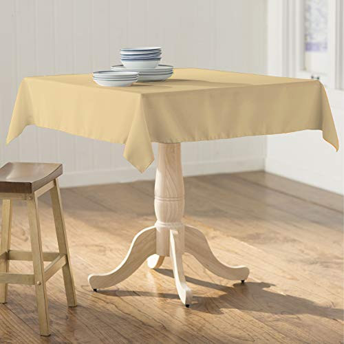 LA Linen Square Tablecloth - 58 x 58 inch Inch-Square Table Cloth for 36 inch Table in Washable Polyester - Great for Intimate Dinners, Parties, Holiday Dinner, Wedding  and  More in Khaki