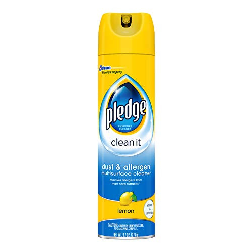 Pledge Dust and Allergen Multi-Surface Cleaner Spray, Works on Leather, Granite, Wood, and Stainless Steel, Lemon, 9.7 oz