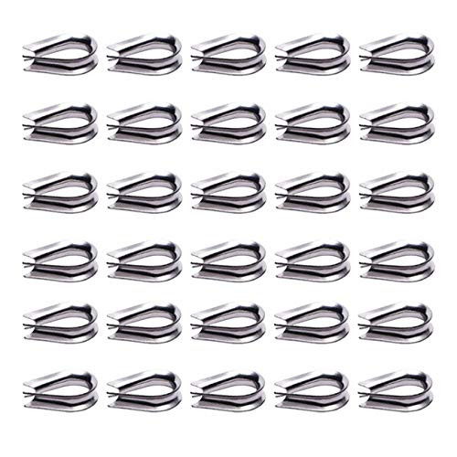SamIdea 30-Pack M4 304 Stainless Steel Thimble 1/8 inch - 5/32 inch Diameter Wire Rope Cable Thimbles Rigging