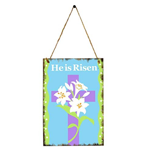 KODORIA Easter Wooden Hanging Plaque Sign Board Door Hanger Wooden Wall Plaque for Easter Spring Home Hanging Decoration - A