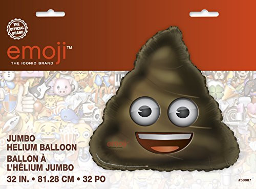 Emoji Party Supplies - 32" Giant Foil Helium Poop Emoji Balloon Decoration