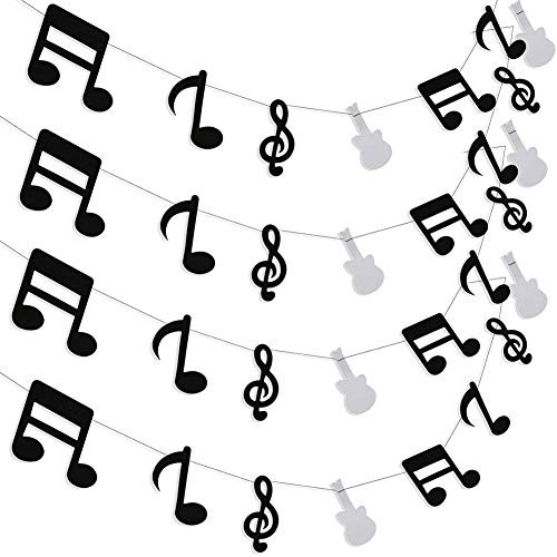 TIK Tok Party Decorations TIK Tok Birthday Party Decorations Rock and Roll Party Decorations Black White Music Note Garland Music Note Streamer Rock Star Music Party Decoration 2 Piece by HappyField
