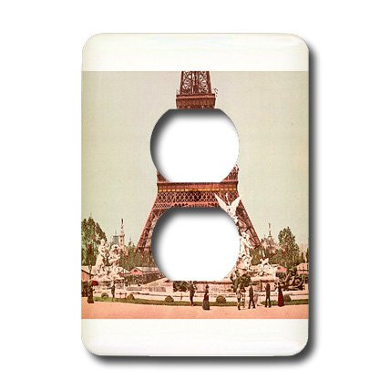 3dRose lsp_7371_6"Chrome Eiffel Tower" 2 Plug Outlet Cover Multicolor