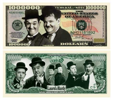 American Art Classics Laurel and Hardy Million Dollar Bill - (Pack of 10) - Best Gift for Lovers of This Comedy Duo
