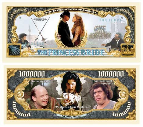 Princess Bride Million Dollar Bills (10 bills)
