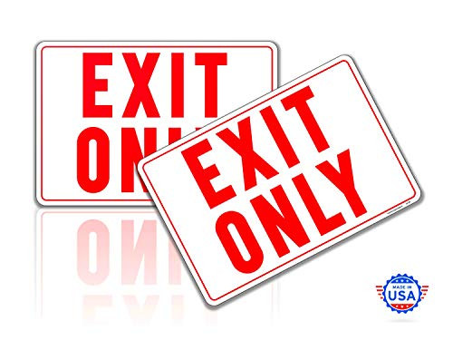 Exit Only Door Sign Stickers 7 x 10?Pack of 2 UV Protected, Vinyl Adhesive Business Fire Emergency Decals