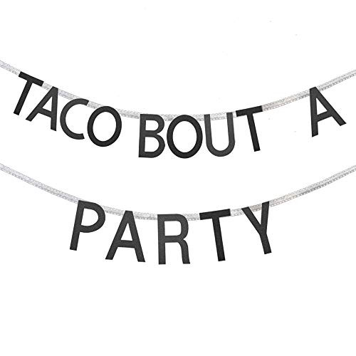 Taco Bout A Party Banner Black Glitter Banner Sign Garland for Cinco De Mayo Mexican Fiesta Themed Birthday Bachelorette Wedding Party DecorPhoto Booth Props (Black) Taco Bout A Party Banner Black Glitter Banner Sign Garland for Cinco De Mayo Mexican Fiesta Themed Birthday Bachelorette Wedding Party DecorPhoto Booth Props (Black)