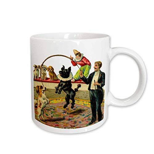 3dRose Black Tan Circus Dogs Ceramic Mug, 11-Ounce