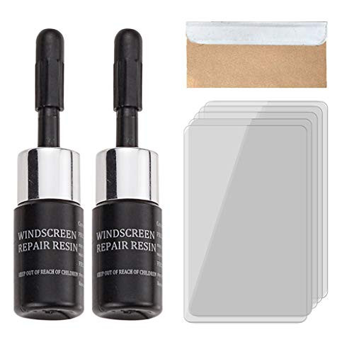 CreazyBee 2 Pack Glass Nano Repair Fluid Kit for Cracked Car Windshield, Resin Windshield Glass Repair Set Corrector Shatter Repair Glue for Fix Auto Glass Windshield Crack Chip Scratch (Black)