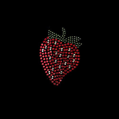 ETDesign E7858 Rhinestone/Stud Fruit Strawberry Iron On Hot Fix Transfer Patch Face Mask Patch - 2.25 inch by 3 inch