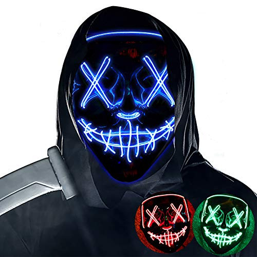 Halloween Mask LED Light up Masks Scary mask for Festival Cosplay Halloween Costume Masquerade Parties,Carnival,Blue