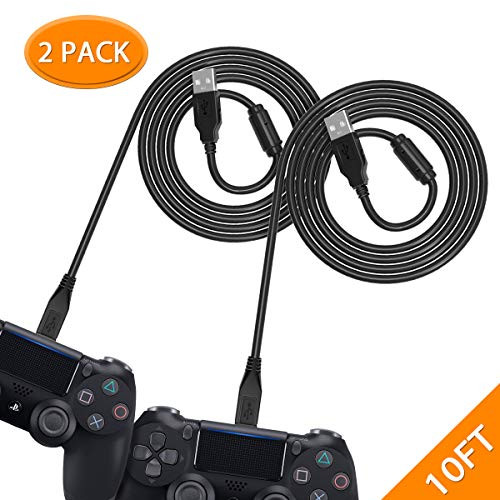 6amLifestyle PS4 Controller Charging Cable, Charge and Play, 2 Pack 10FT / 3M Micro USB Charger Sync Cord for Sony Playstation 4 PS4 Slim/Pro Controller, Microsoft Xbox One S/X Controller, Android
