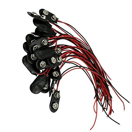 Aodesy 20Pcs 9V Battery Clips Connectors Buckle I - Type Battery Snap-on Connector Clip with Wire