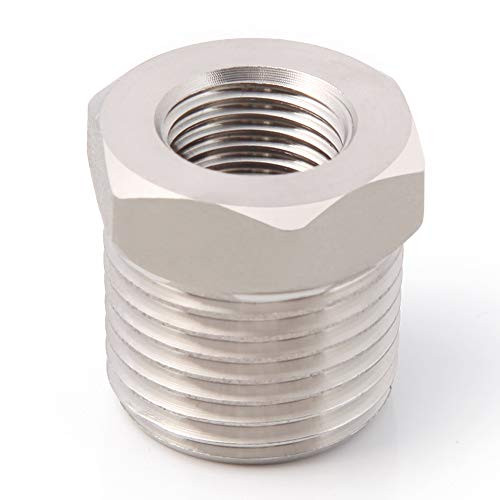 Metaland Stainless Steel Reducer Hex Bushing, 1 inch Male to 3/4 inch Female NPT Adapter, Reducing Pipe Fitting