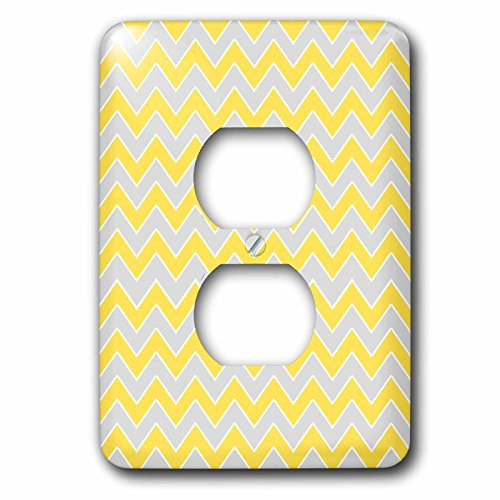 3dRose Lsp_128580_6 Chevron Pattern Yellow and Gray Zigzag 2 Plug Outlet Cover