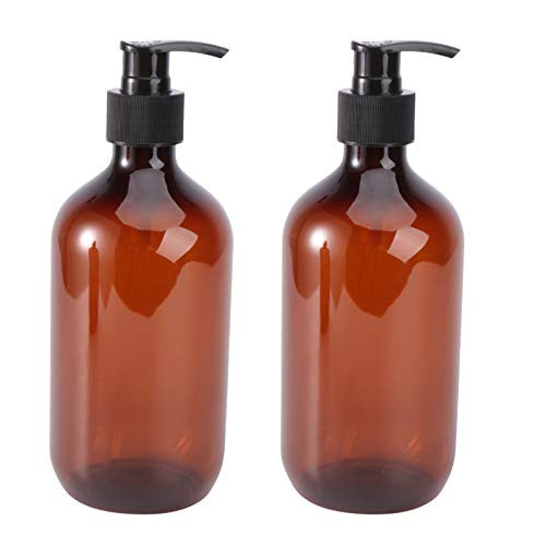 TOPBATHY 2pcs Soap Dispenser Bottles, Plastic Clear Pump Refillable Empty Bottles for Soap Liquid Shampoo Lotions Hand Dispensers 500ml
