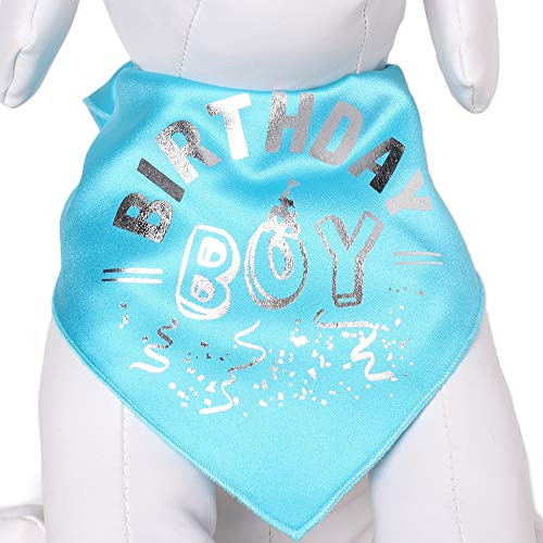 Tail Trends Happy Birthday Dog Bandana The Birthday Boy Design Fits Medium to Large Sized Dogs - 100percent Cotton